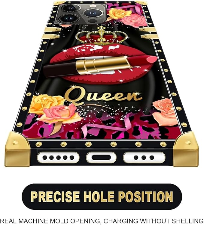 Compatible with iPhone 13 Pro Max Case, Queen Lip Crown Leopard Print Luxury - Image 5