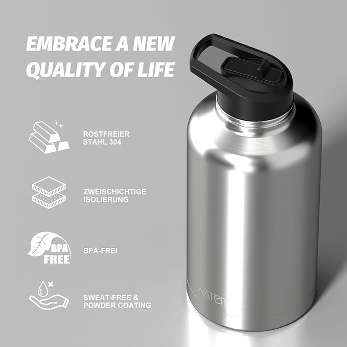 64oz Insulated Water Bottle, BPA Free&Leak Proof, Half Gallon Stainless Steel - Image 8