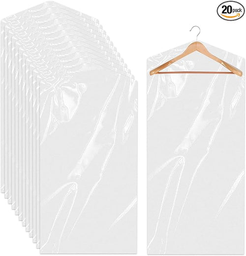 20 Pack Clear Clothes Covers for Hanging Garment Plastic Suit Bags Dry Cleaning by Sliverdew