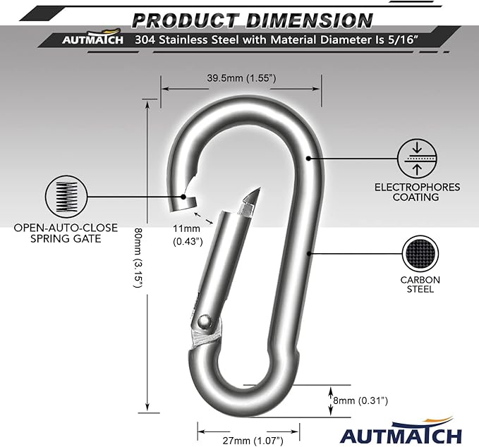 AUTMATCH Carabiner Clips, 4 Pack - Image 4