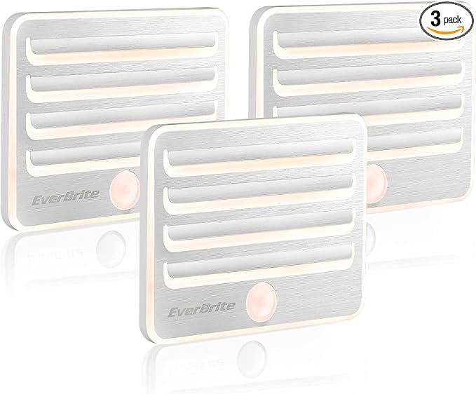 EverBrite Motion Sensor Night Lights, LED Soft Warm Light, Battery Powered Auto by EverBrite