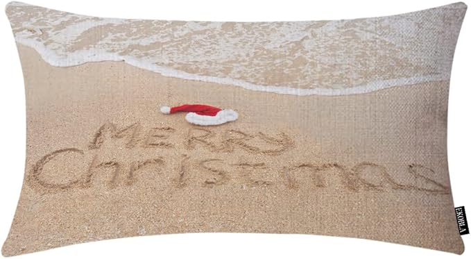 EKOBLA Merry Christmas Decorative Pillow Cushion Covers Xmas Quote Written On by EKOBLA
