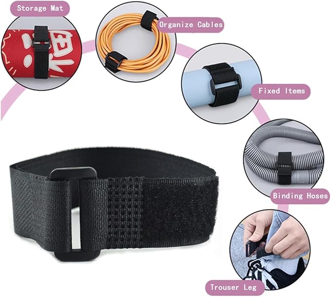 24 Pack Reusable Fastening Cable Ties and Cable Straps, Adjustable - Image 3