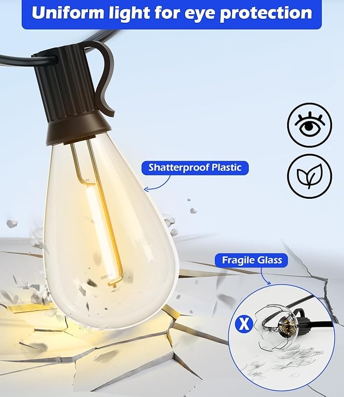luckystyle 60FT LED Outdoor String Lights - Image 4