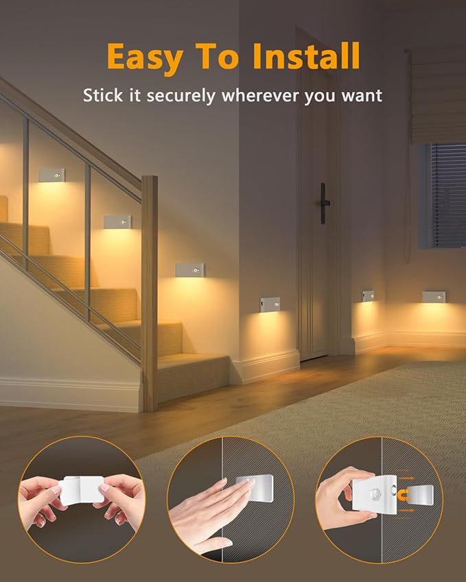 WILLED Stair Lights Indoor, Warm White Rechargeable Night Light, Wireless - Image 6