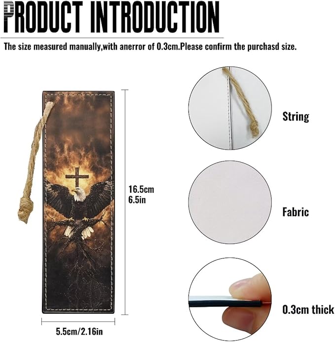 Medium Bible Cover Case for Women Men Bald Eagle and Cross Print PU Leather - Image 6