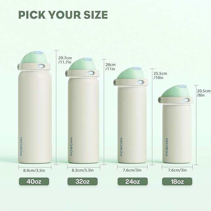 POWCAN 18 oz Steel Insulated Water Bottle: 2-in-1 Push-Button Spout & Flip - Image 8
