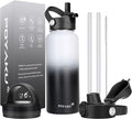 Water Bottle Insulated 32oz 40oz 64oz 128oz Straw Lid Spout Lid & 3 Lids by POYAKU