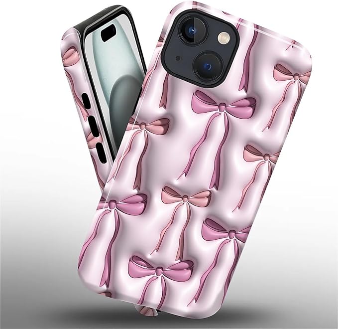 for iPhone 15 Case, HL2 Abstract Ribbons Bows Hybrid 2 Layer Hard Shell - Image 2