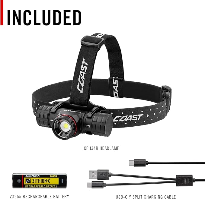 Coast® XPH34R 2700 Lumen USB-C Rechargeable-Dual Power LED Headlamp withPURE - Image 8