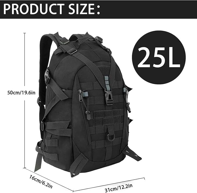 aiGear Tactical Backpack for Men, 25L Military Backpack, 3-Day Bug Out Bag for - Image 2