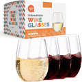 TaZa Outdoor Wine Glasses Stemless, 16oz Set of 4, Unbreakable Tritan Plastic by Unknown
