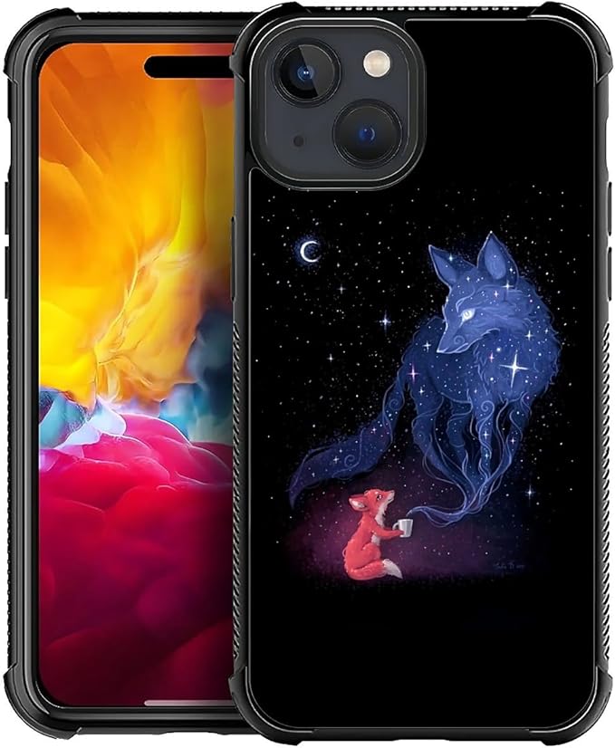 for iPhone 15 Case, Galaxy Fox Wolf Pattern Graphic Design Girl Boy Soft by FKBRCL4U