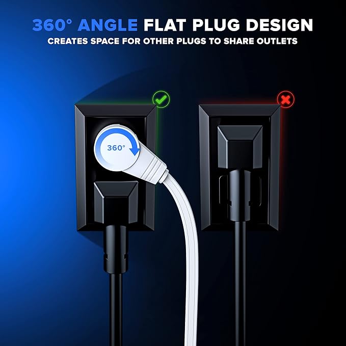 Maximm Cable 20 Ft 360° Rotating Flat Plug Extension Cord, 16/3 AWG Multi 3 - Image 7