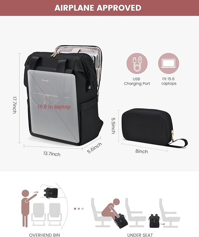 LOVEVOOK Laptop Backpack for Women, 15.6 Inch Work Laptop Bag - Image 3