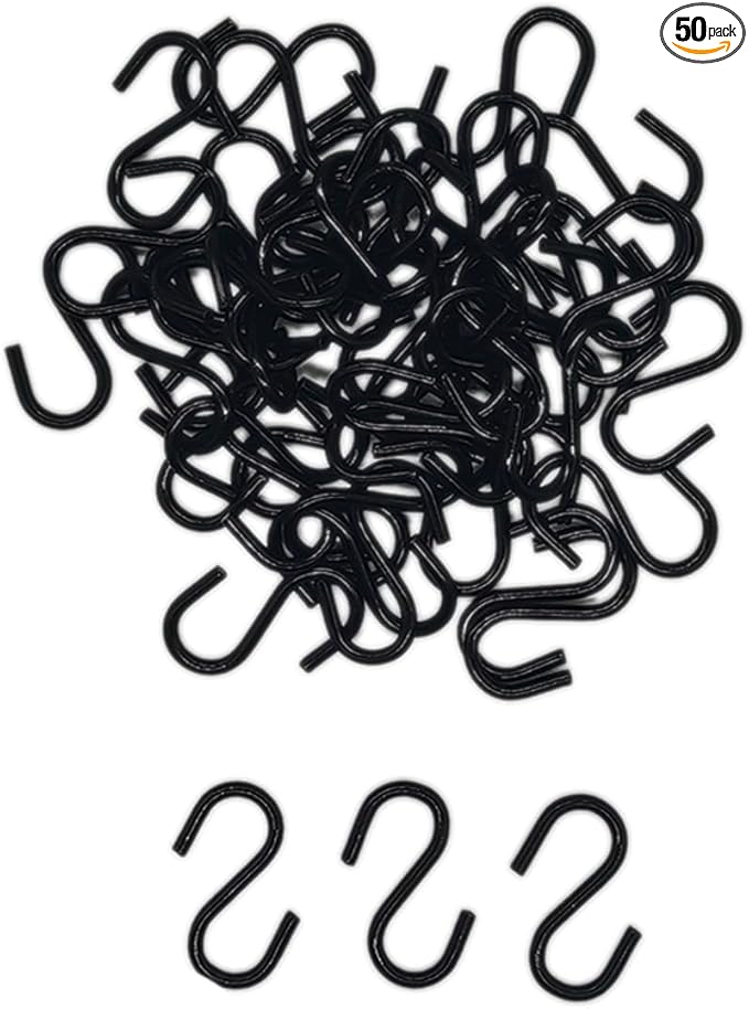 50pcs 1 Inch Black Iron Mini S Hooks Multipurpose Hangers by Unknown