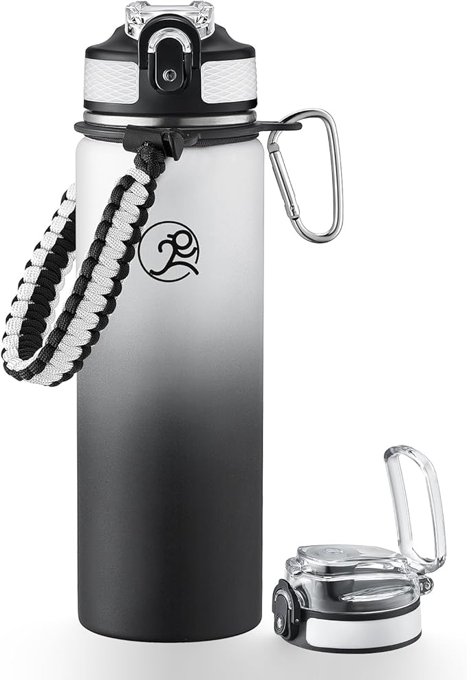GOSWAG Insulated Sports Water Bottle, 24oz 2 Lids, Stainless Steel Water Bottles by GOSWAG