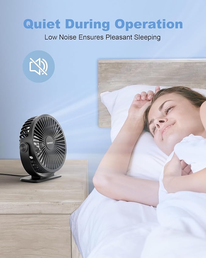 TriPole Desk Fan USB Powered Small Portable Fan, 3 Speeds Adjustable Strong - Image 5