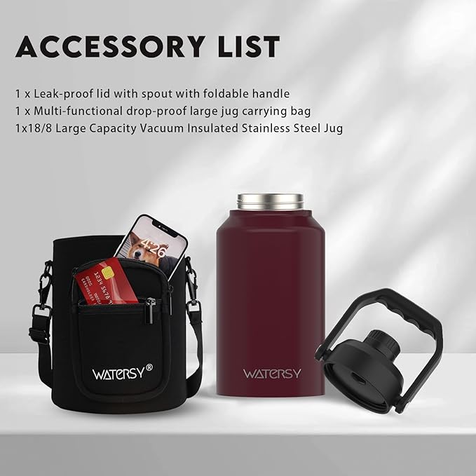 WATERSY 2/3 Gallon Water Bottle Insulated, BPA Free&Leak Proof, 87oz Stainless - Image 6