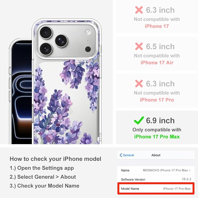 MOSNOVO for iPhone 17 Pro Max Case | Military Grade 6.6ft Drop Tested | Camera - Image 2