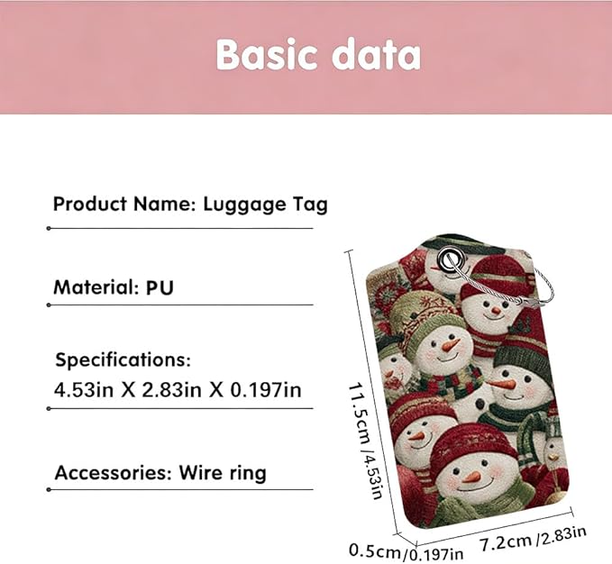 2 Pack Cute Snowman Luggage Tags - Image 3