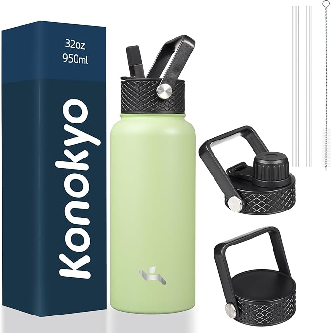 Konokyo 32 oz Insulated Water Bottle Stainless Steel Sport Bottles by Konokyo