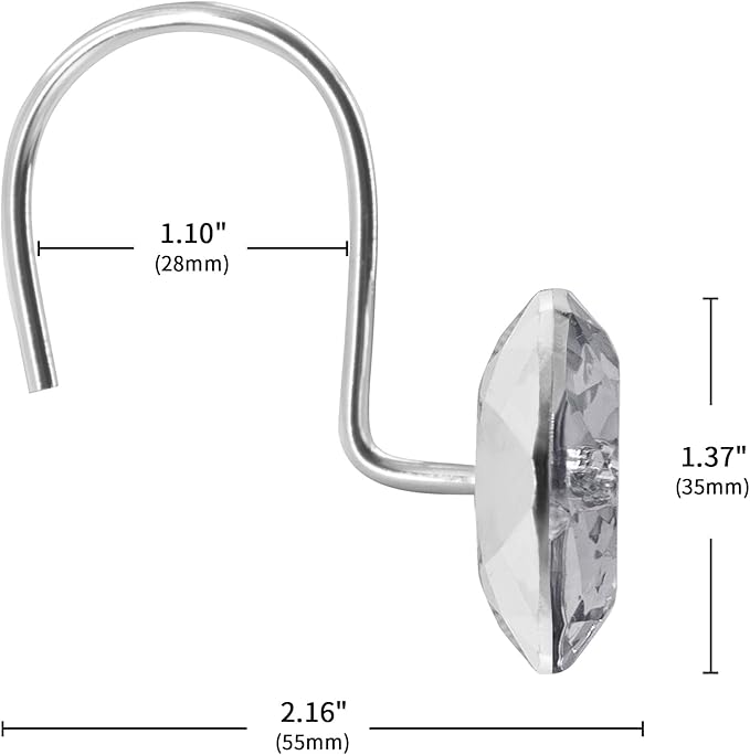 MitoVilla Grey Shower Curtain Hooks Rings, Metal Shower Hooks - Image 5