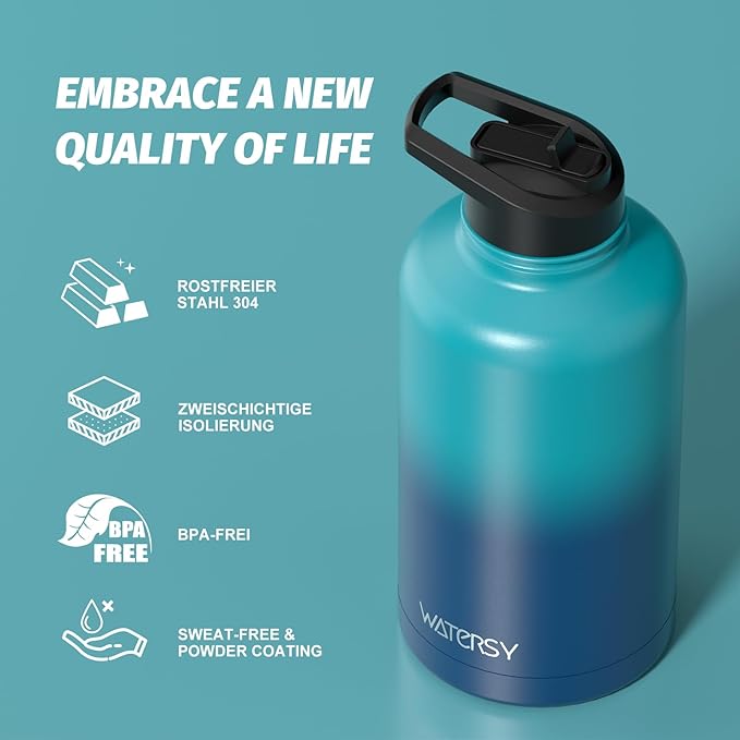64oz Insulated Water Bottle, BPA Free&Leak Proof, Half Gallon Stainless Steel - Image 8