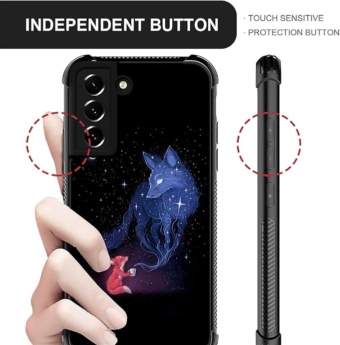 for Samsung Galaxy S21 Case, Galaxy Fox Wolf Pattern Graphic Design Girl Boy - Image 3