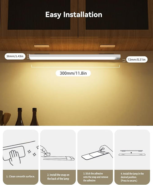 12 Inches Under Cabinet Lighting 3 Packs, Rechargeable Motion Sensor Light - Image 2