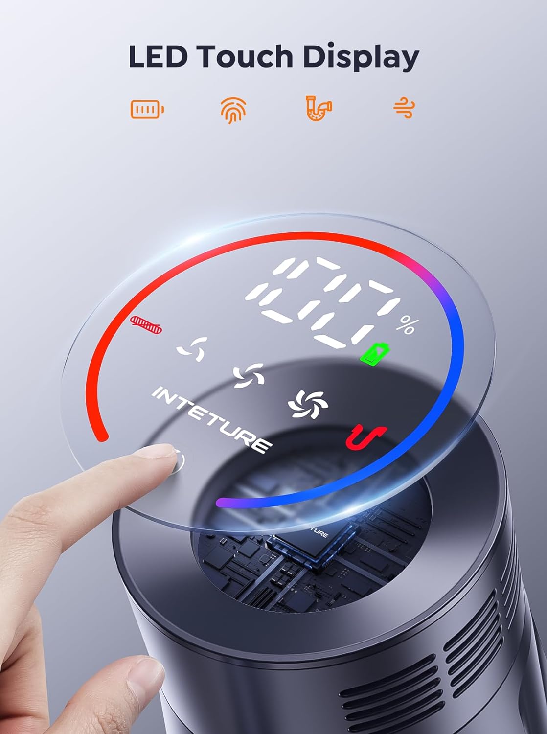 Cordless Vacuum Cleaner, 600W 50Kpa 65Mins Vacuum Cleaners for Home, Stick Vacuum with Self-Standing, Touch Screen, Vacuum Cleaner with Charging Station for Hard Floor Carpet Car Pet