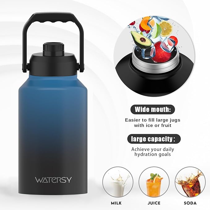 WATERSY 2/3 Gallon Water Bottle Insulated, BPA Free&Leak Proof, 87oz Stainless - Image 5