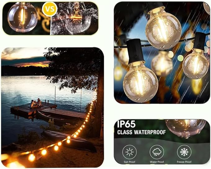 Lampat String Lights, LED 50 Lights Bulb 50Ft G40 Globe String Lights - Image 4