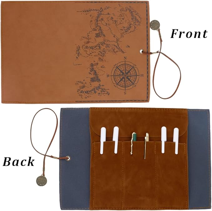 GORGECRAFT PU Leather Pencil Bag Strap Vintage Treasure Map Compass Cover - Image 6