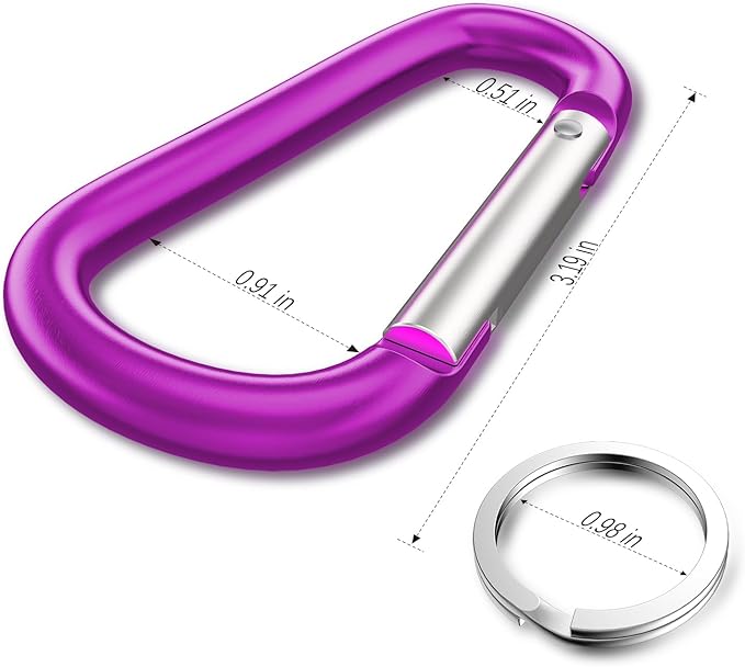 sprookber 3" Aluminum Carabiner D Ring, Caribeener Clips, Spring Snap Hook - Image 2