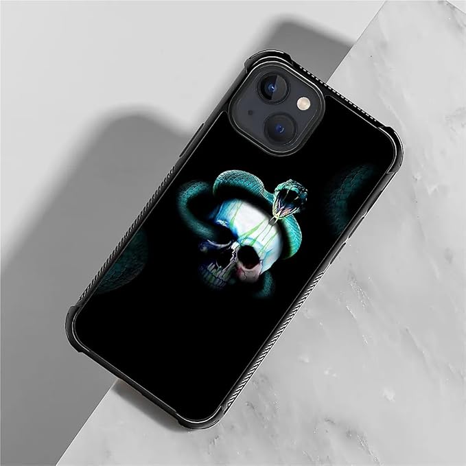 for iPhone 15 Case, Skeleton Winding Snake Pattern Graphic Design Girl Boy Soft - Image 3