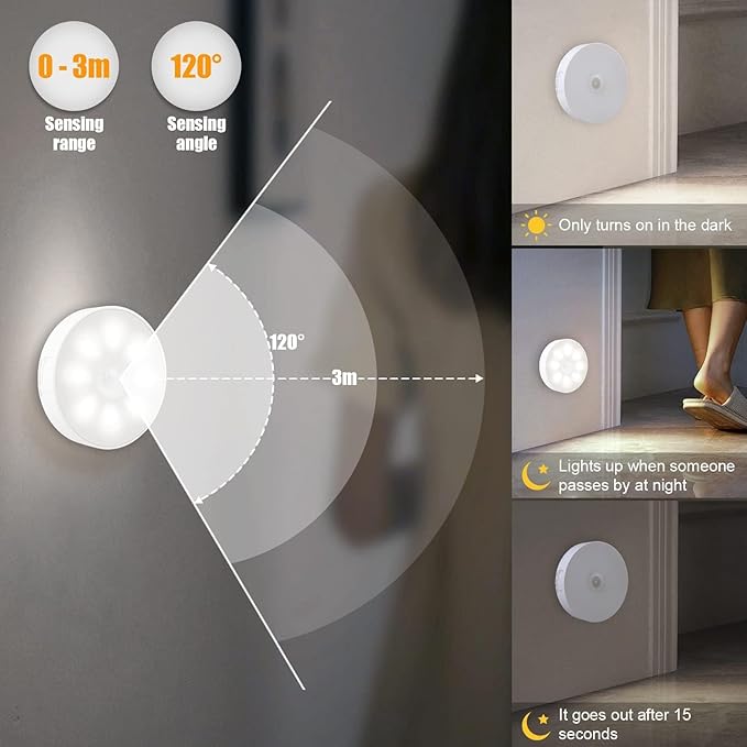 Upgraded Motion Sensor Light, 8 LEDs, 3 Pack Rechargeable, 120 Detection - Image 5