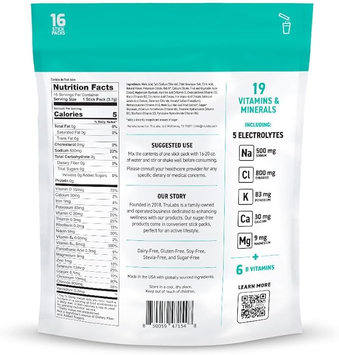 TRULABS Hydrate Electrolyte Drink Mix – Strawberry Lemon Flavor, Sugar-Free - Image 5