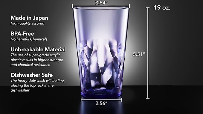 SCANDINOVIA - 19oz Unbreakable Premium Drinking Glasses Set of 6 - Super Grade - Image 3