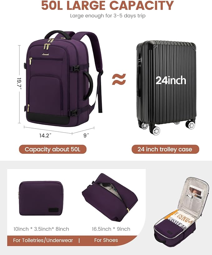 LOVEVOOK Carry On Travel Backpack - Image 2