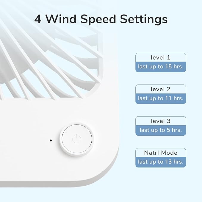 JISULIFE Desk Fan Battery Rechargeable, 4500mAh 180°Foldable Portable Personal - Image 7