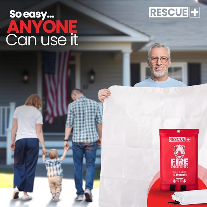 Rescue+ Emergency Fire Blankets – 2 Pack, 40” x 40” Fiberglass Flame Retardant - Image 6