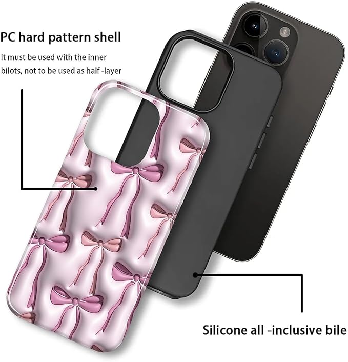 for iPhone 15 Pro Max Case, HL2 Abstract Ribbons Bows Hybrid 2 Layer Hard Shell - Image 3