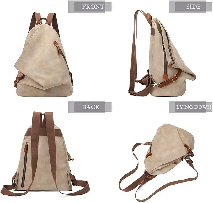 KL928 PU Leather Vintage Backpack – Large Casual Daypack Outdoor Travel - Image 9