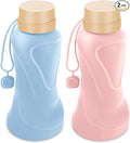 Collapsible Water Bottles 2 Pack, Leak Proof, Reuseable BPA Free Silicone by HighQualityBetterLife