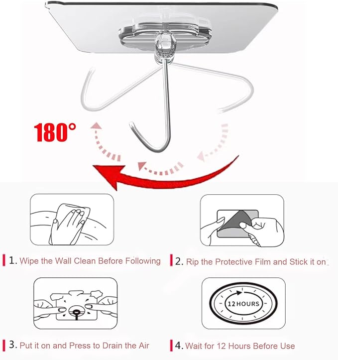DDMY Heavy Duty Hook 24 Pack Self Adhesive Hooks - Image 5