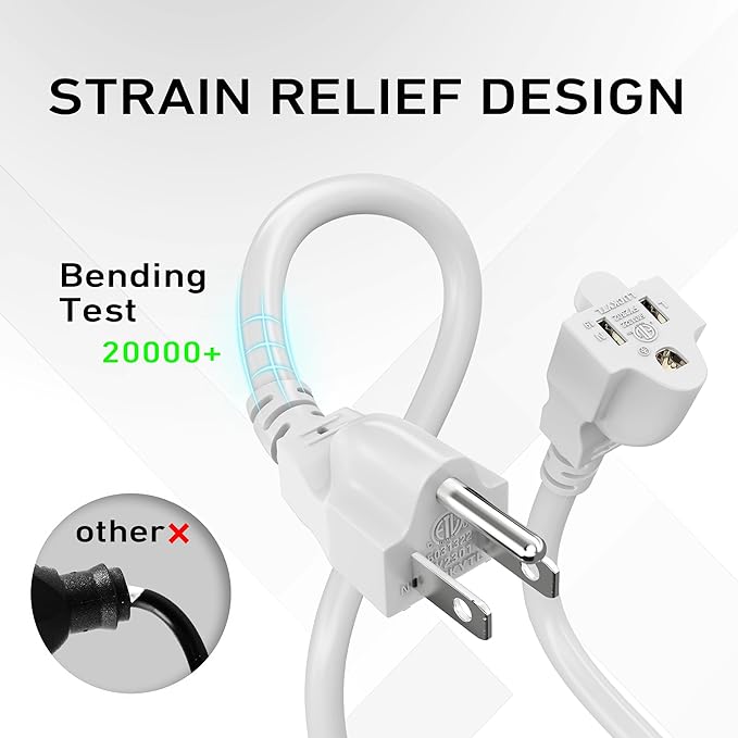 LUCKY TL Indoor Outdoor Extension Cord, 16/3 Gauge White Long Extension Cord - Image 2