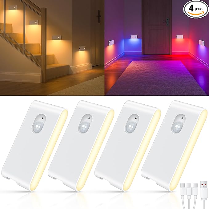 WILLED Stair Lights Indoor RGB & Warm White, Rechargeable Motion Sensor Night by WILLED