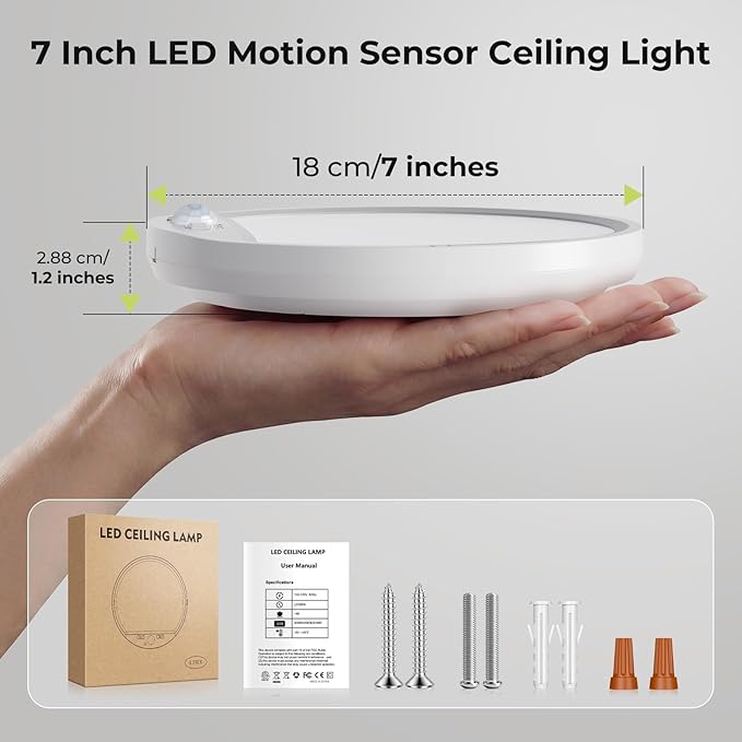 hepside 4 Pack Motion Sensor Ceiling Light Wired, 3000K/4000K/6500K LED Flush - Image 8