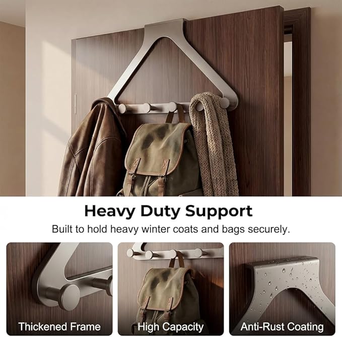 Over-The-Door Hanger Organizer, 2026 New Modern Over Door Hook, Heavy Duty Door - Image 4